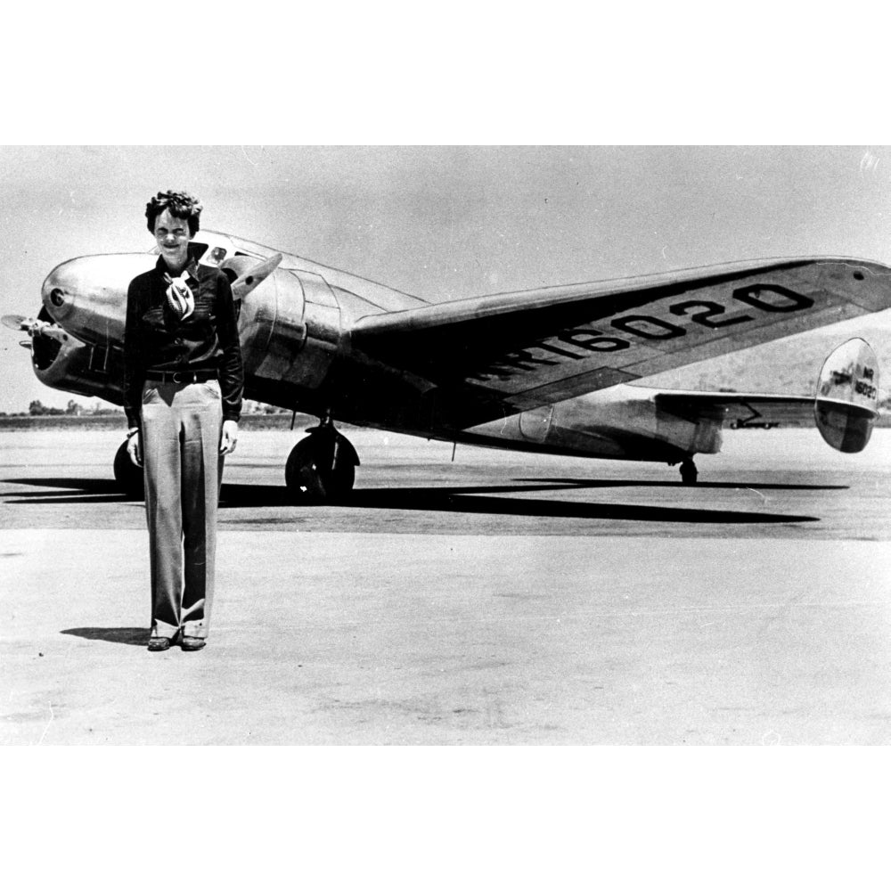 Amelia Earhart by an airplane Photo Print Image 2