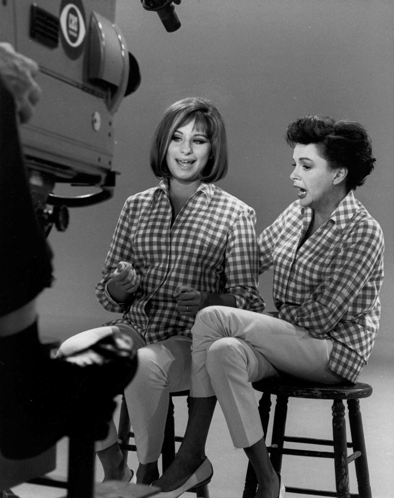 Barbra Streisand and Judy Garland on a television set Photo Print Image 1