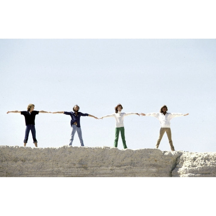 the Bee Gees posing on a cliff Photo Print Image 1