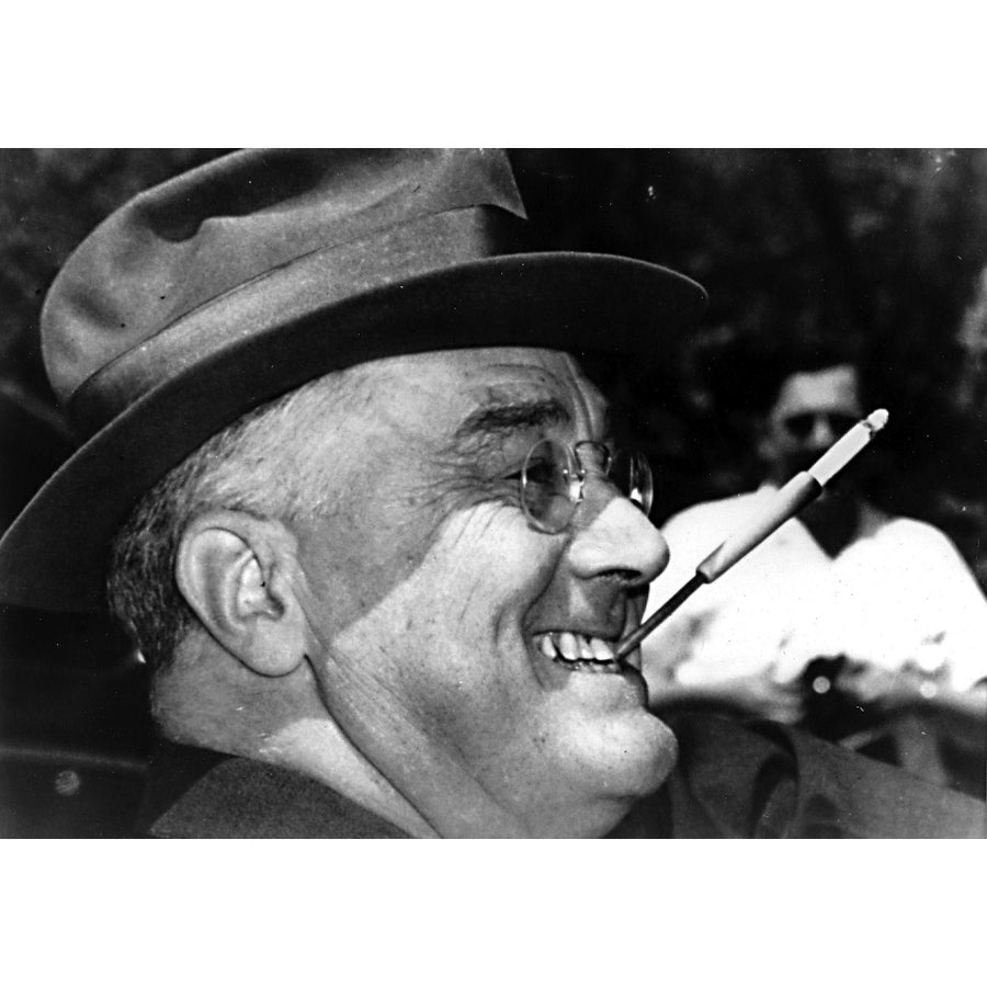 Franklin D Roosevelt smiling and smoking Photo Print Image 1