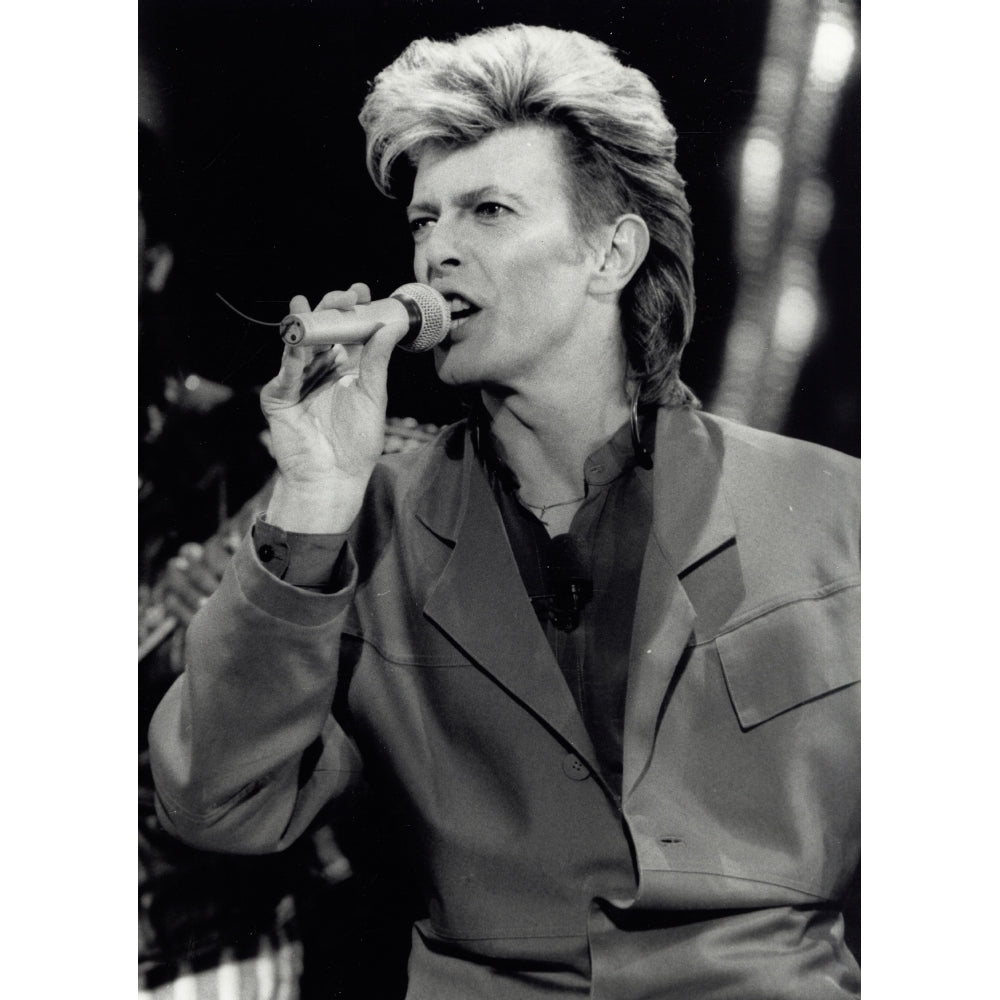 David Bowie singing in microphone Photo Print Image 1