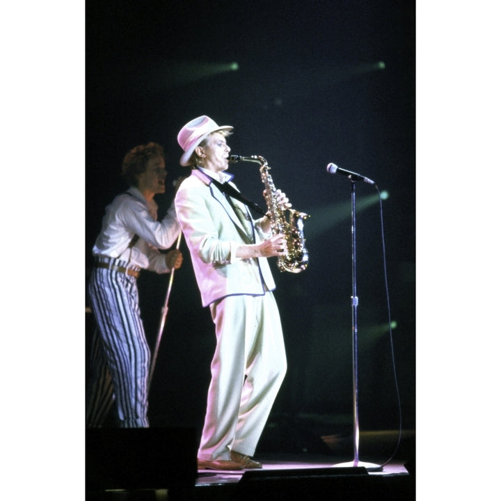 David Bowie playing saxophone on stage Photo Print Image 2