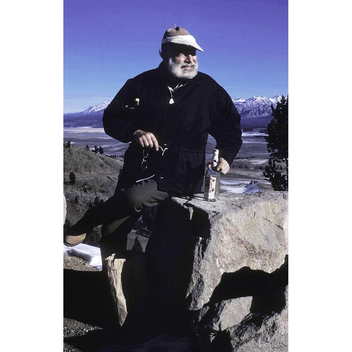 Ernest Hemingway on a mountainside Photo Print Image 1