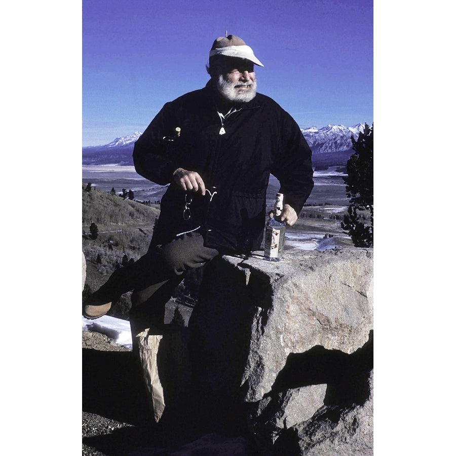 Ernest Hemingway on a mountainside Photo Print Image 1