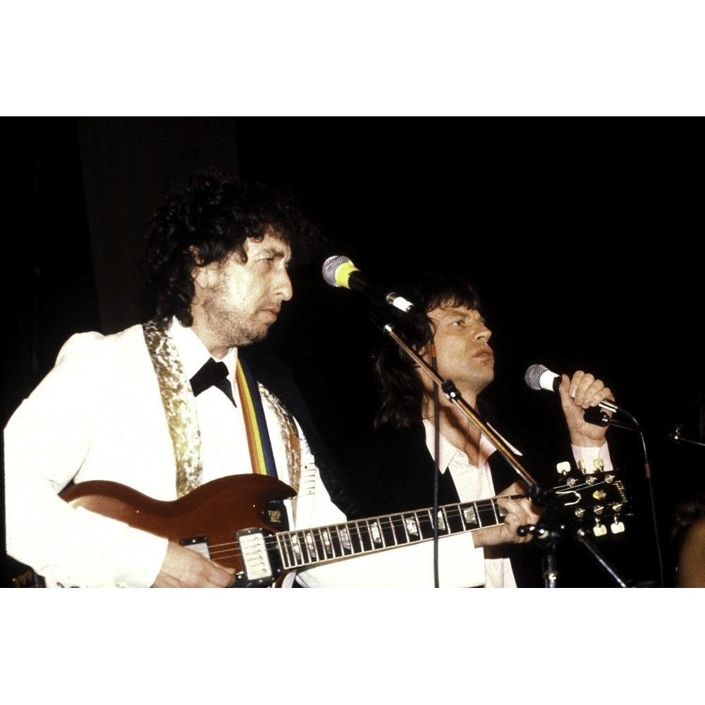 Bob Dylan performing with Mick Jagger Photo Print Image 2