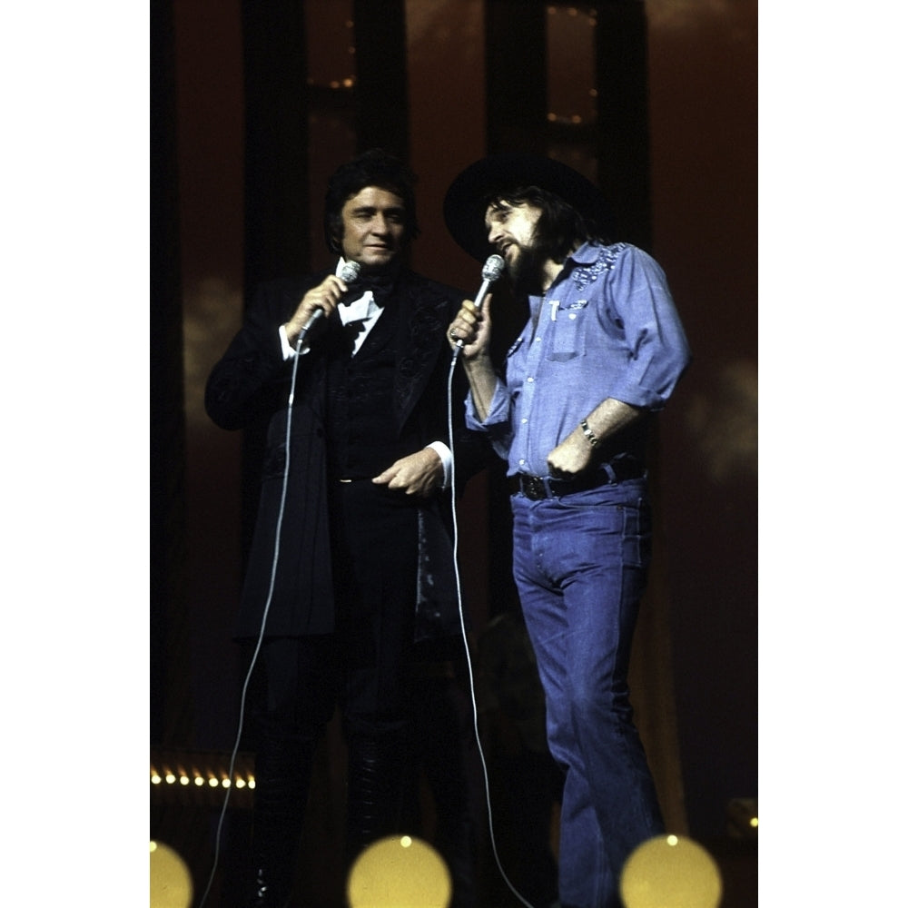 Johnny Cash and Waylon Jennings performing on stage Photo Print Image 2