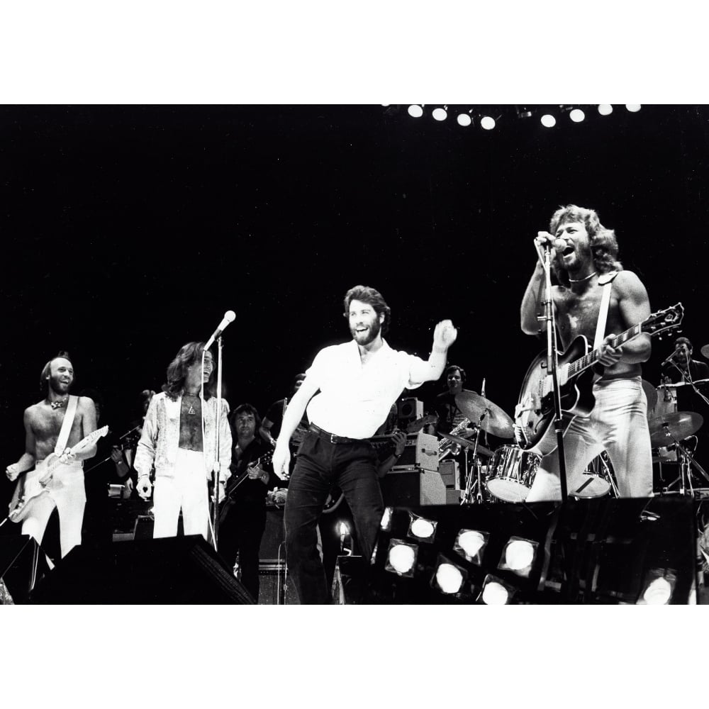 the Bee Gees on stage with John Travolta Photo Print Image 1