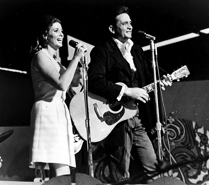 Johnny Cash and June Carter on stage Photo Print Image 1