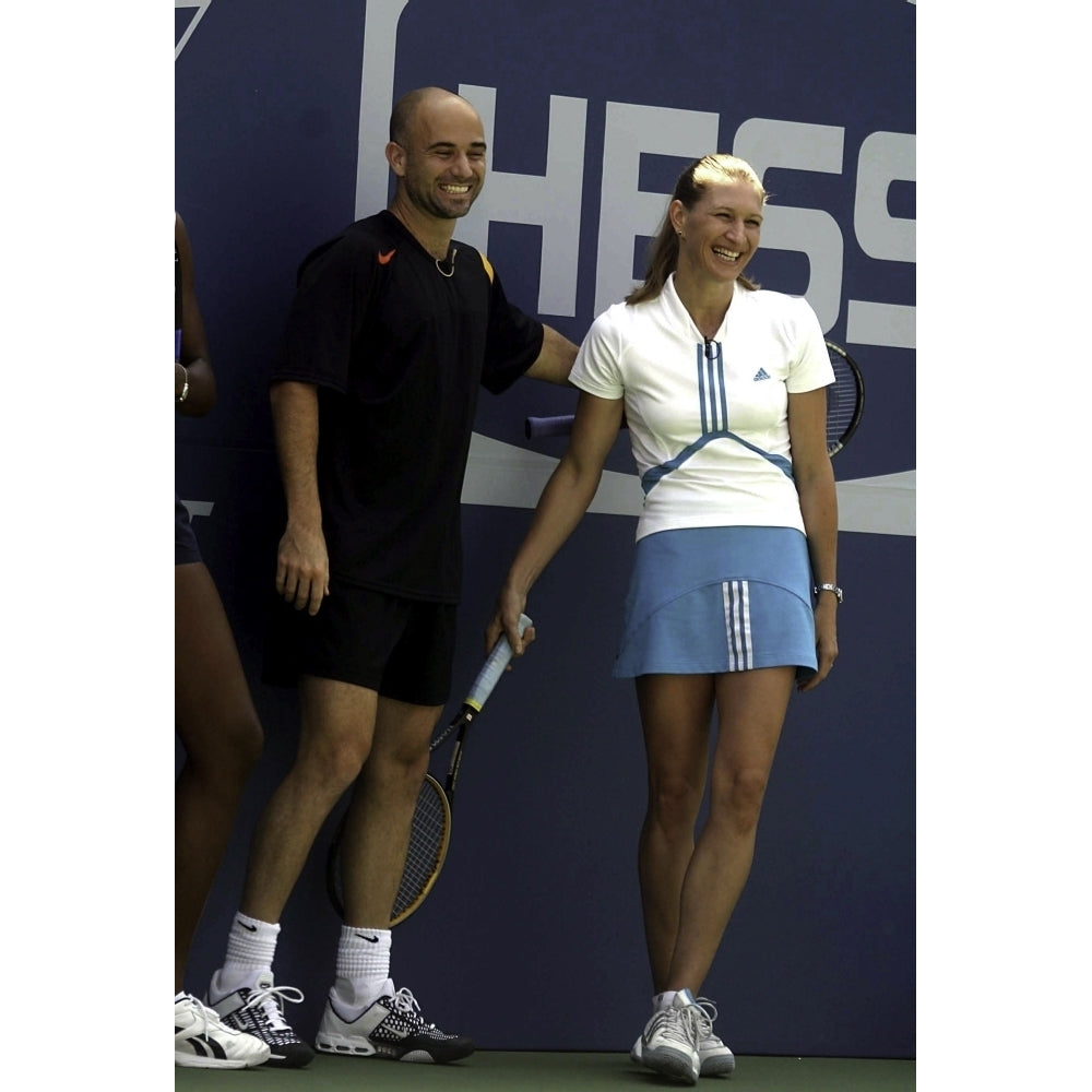 Andre Agassi and Steffi Graf on a tennis court Photo Print Image 1