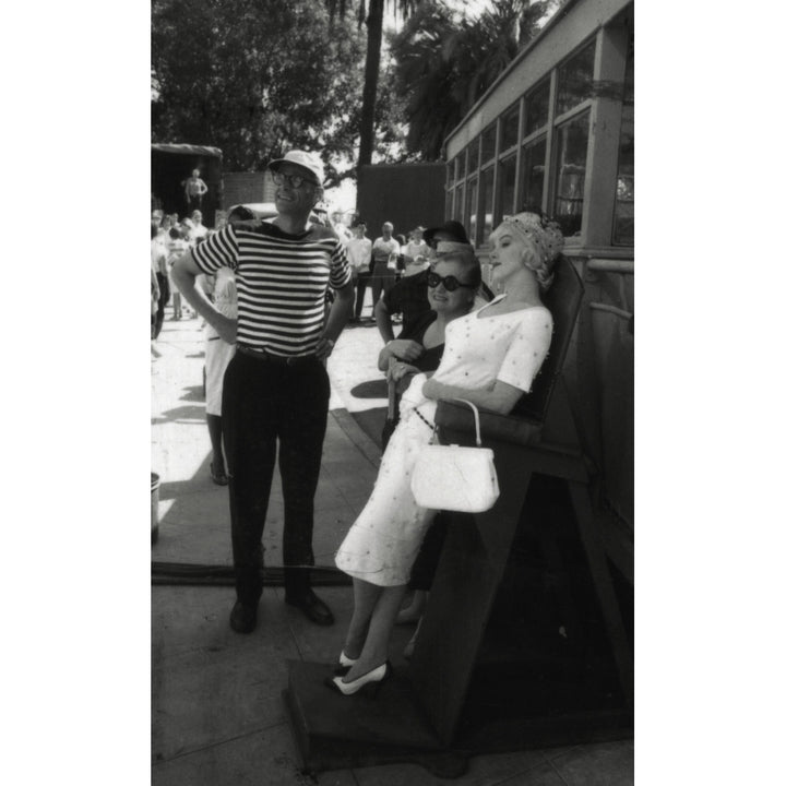 Marilyn Monroe Arthur Miller and Paula Strasberg on the set of Some Like It Hot Photo Print Image 1