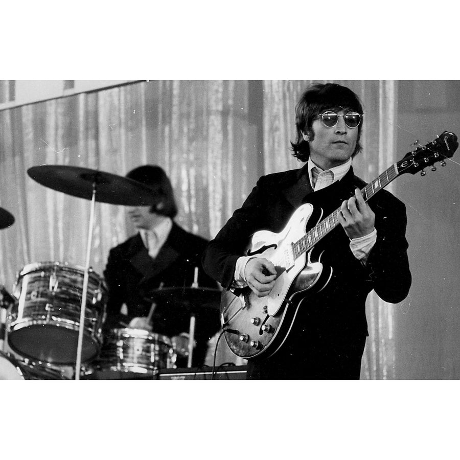 John Lennon playing a guitar Photo Print Image 1