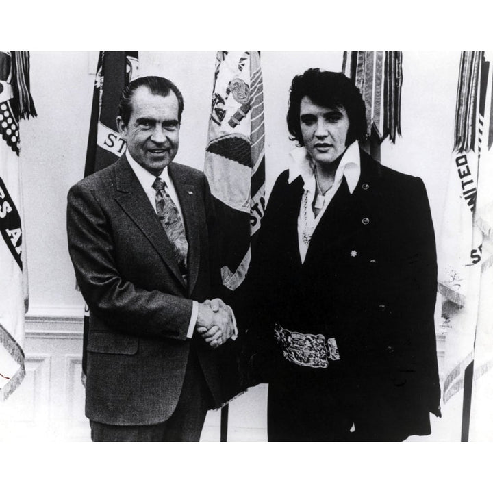 Richard Nixon and Elvis Presley shaking hands Photo Print Image 1