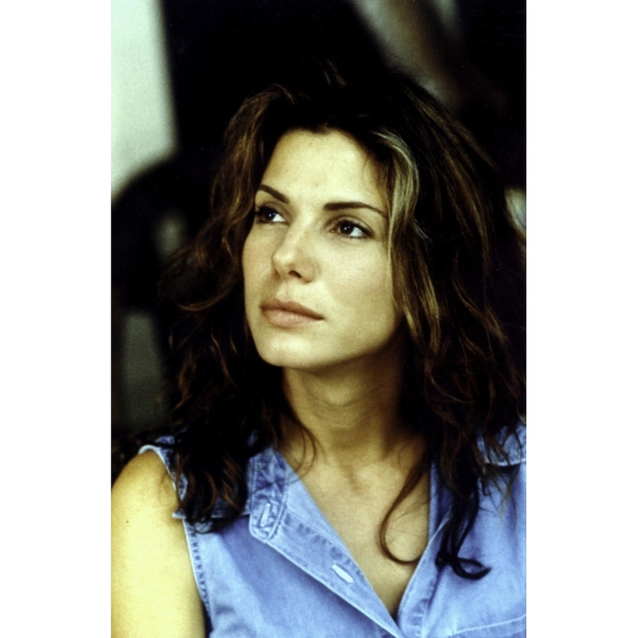 Sandra Bullock wearing a denim shirt Photo Print Image 1