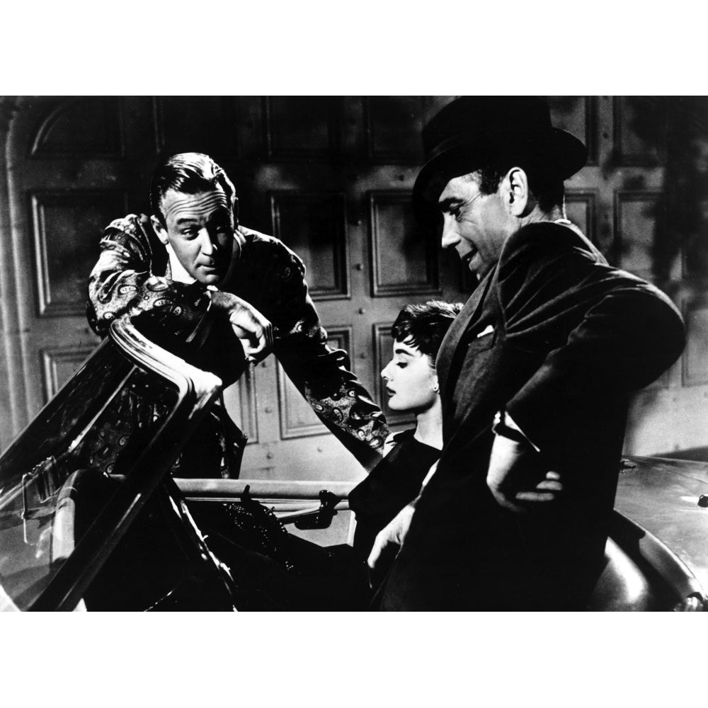 Film Still of Audrey Hepburn and Humphrey Bogart in a car and William Holden in Sabrina Photo Print Image 2