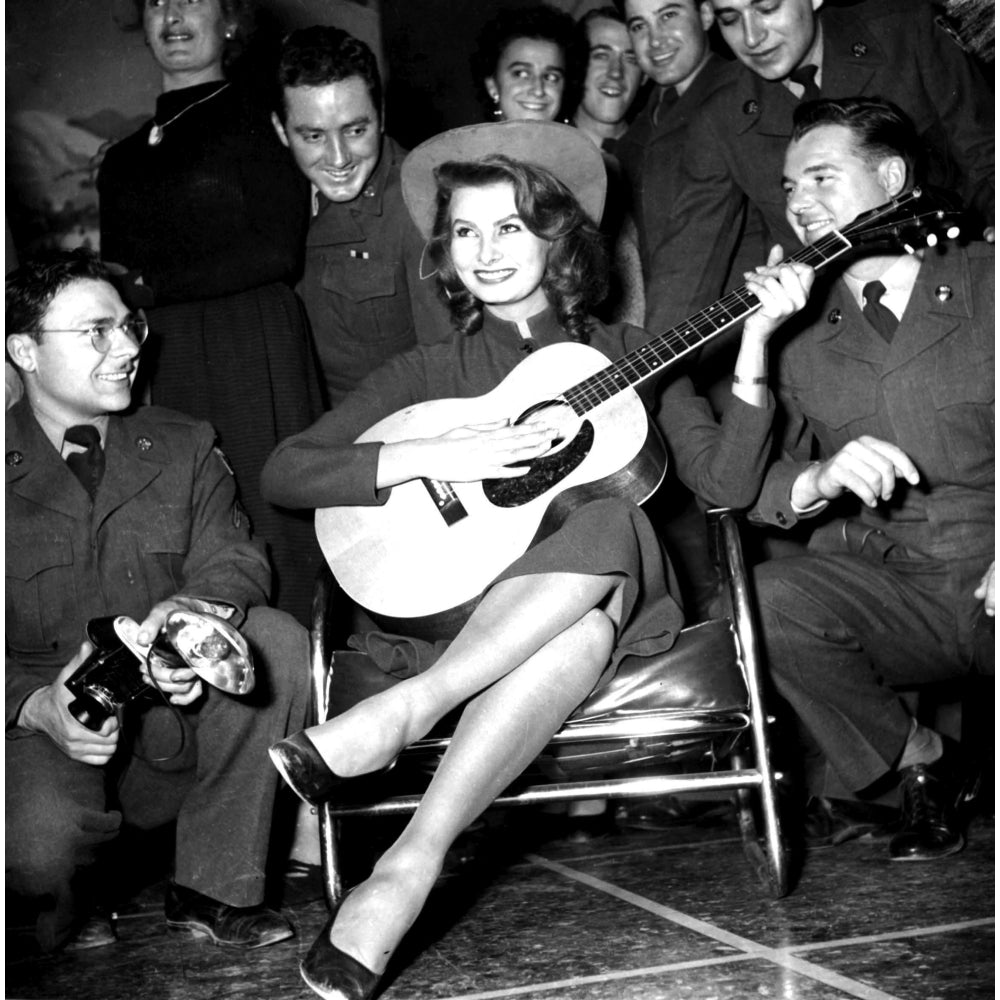 Sophia Loren playing a guitar Photo Print Image 1