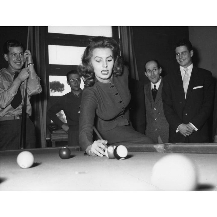 Sophia Loren playing pool Photo Print Image 1