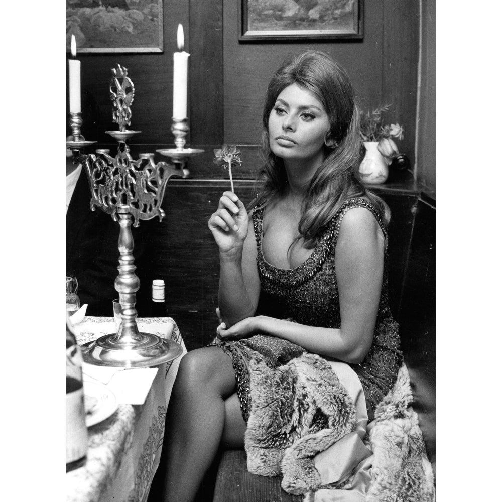 Sophia Loren sitting at a table Photo Print Image 2