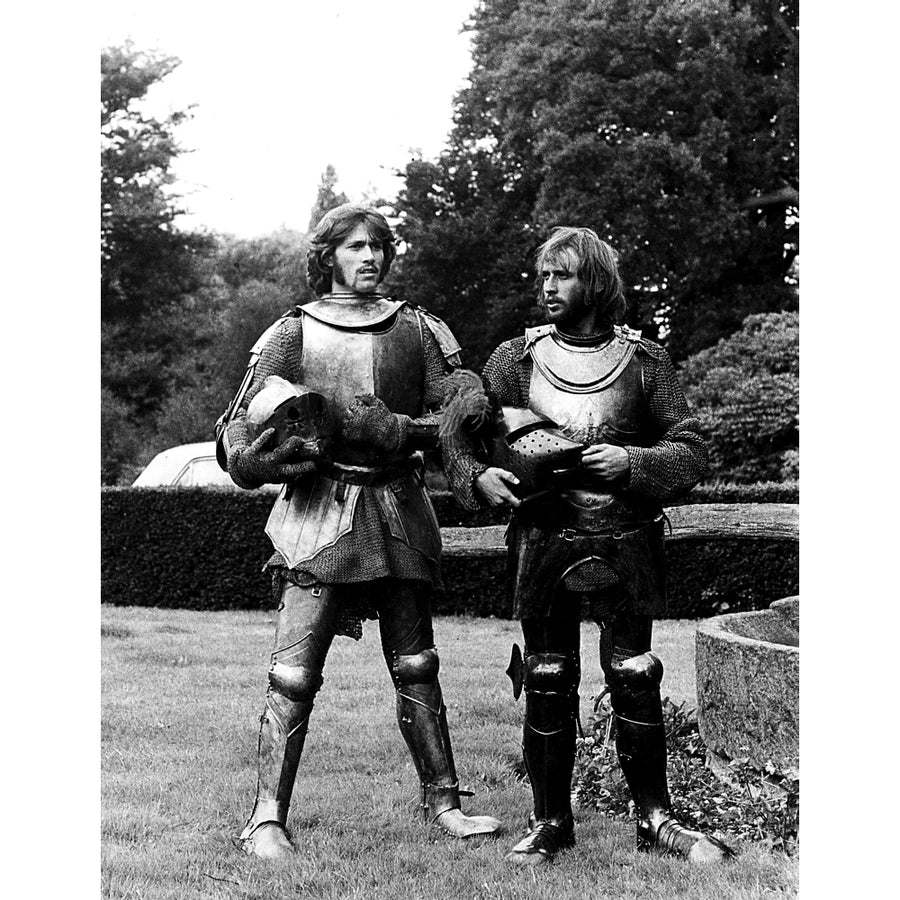 Maurice and Barry Gibb wearing medieval armour Photo Print Image 1