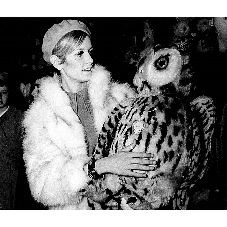 Twiggy wearing a faux coat Photo Print Image 1