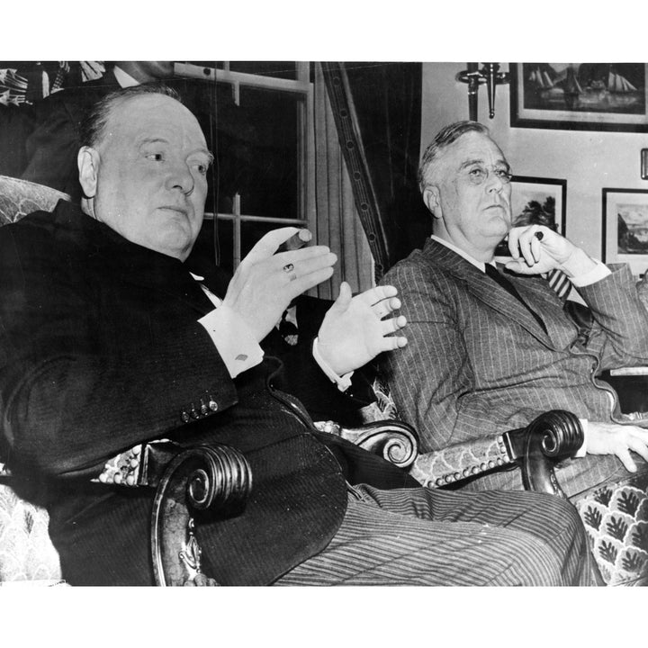 Winston Churchill and Franklin Roosevelt in a living room Photo Print Image 1