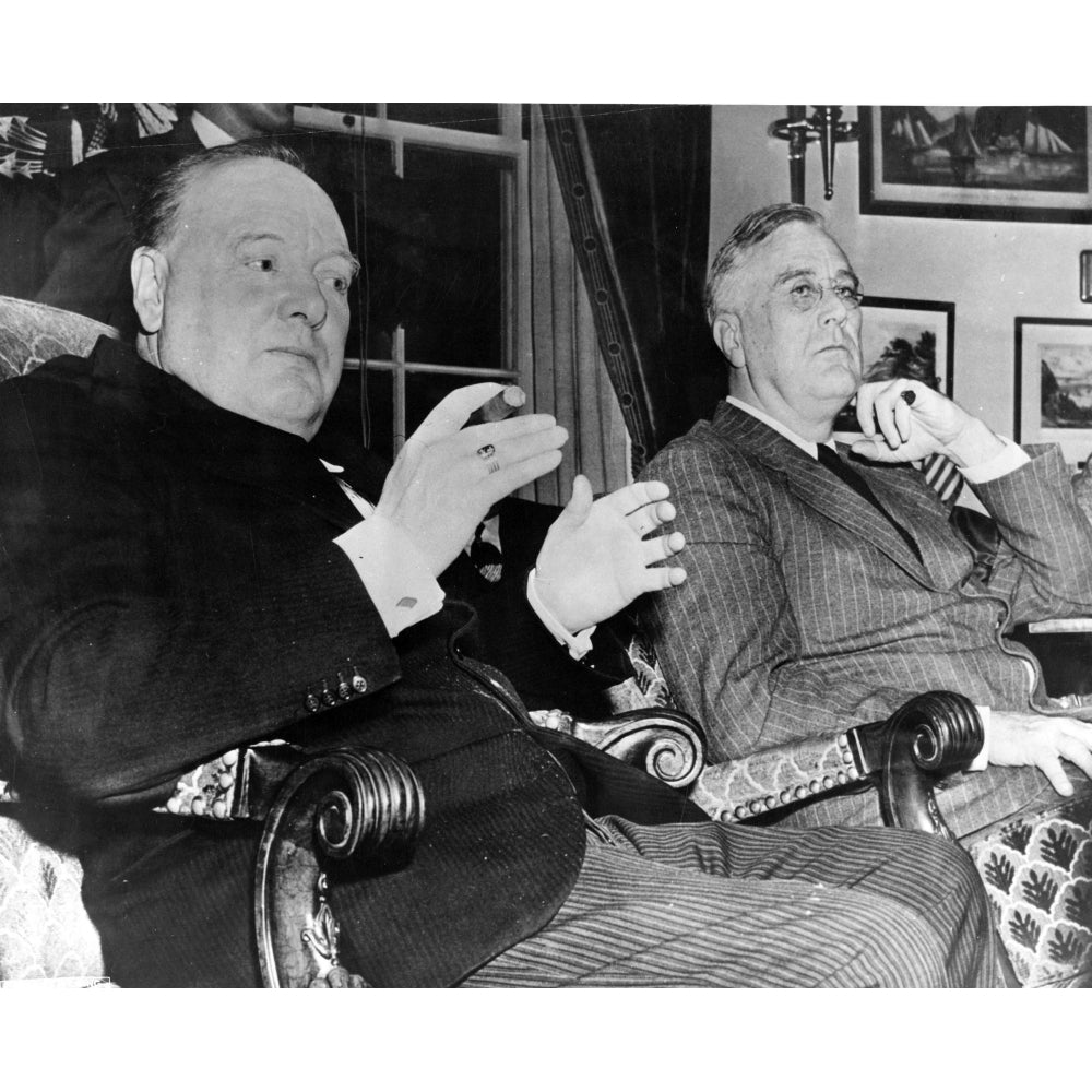 Winston Churchill and Franklin Roosevelt in a living room Photo Print Image 2