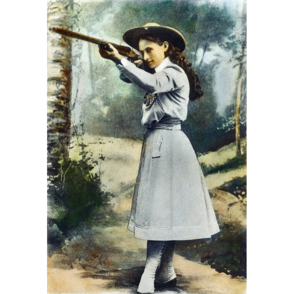 Annie Oakley . Namerican Markswoman Oil Over A Photograph 1899. Poster Print by Image 1