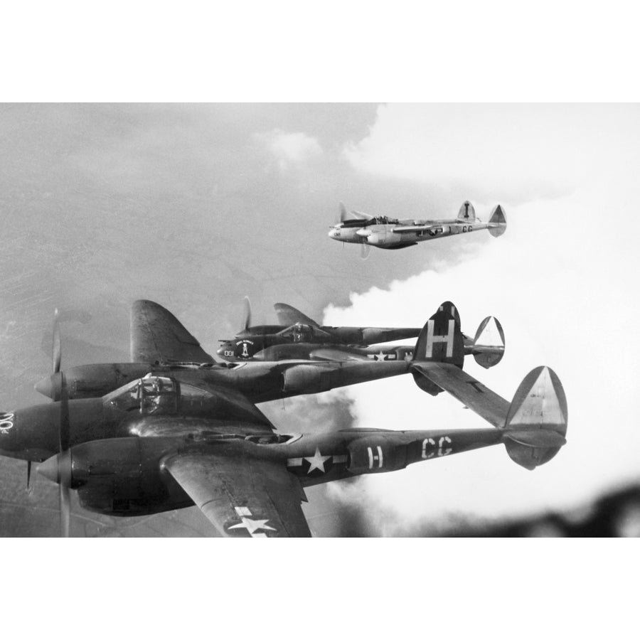 World War Ii P-38. Nlockheed P-38 Lightning On A Ground Strafing Mission In Southern France. Photographed 1944. Print by Image 1