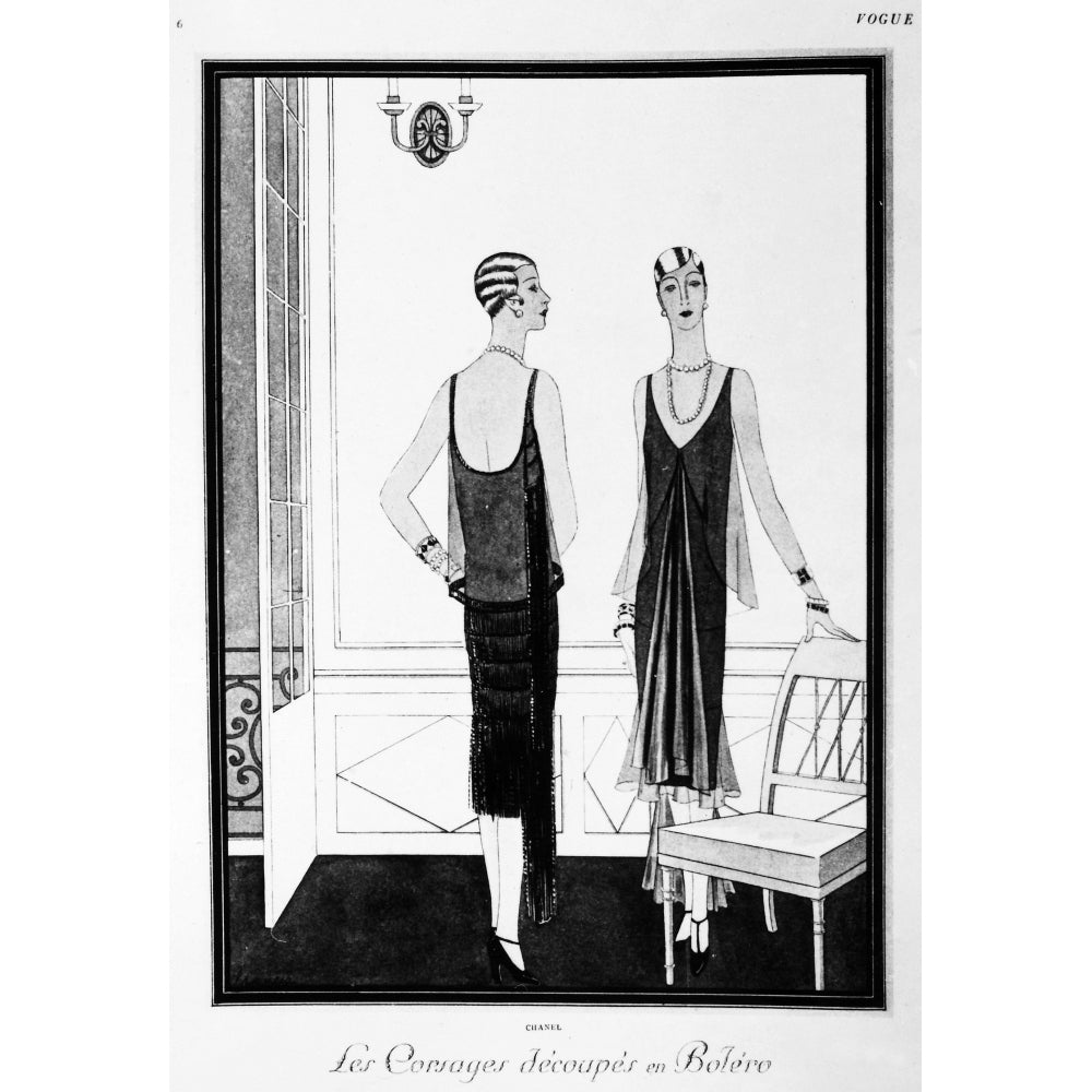 Chanel Illustration 1926. Nillustration From Vogue Magazine Of Two Robes Designed By Coco Chanel April 1926. Print by Image 2