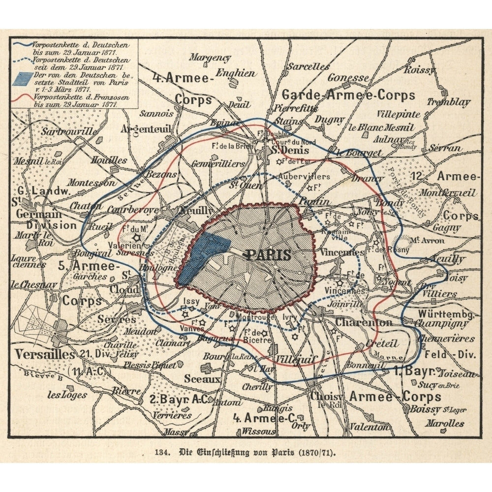 Siege Of Paris Map 1870 Poster Print By Mary Evans Picture Library Image 1