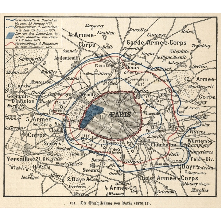 Siege Of Paris Map 1870 Poster Print By Mary Evans Picture Library Image 2