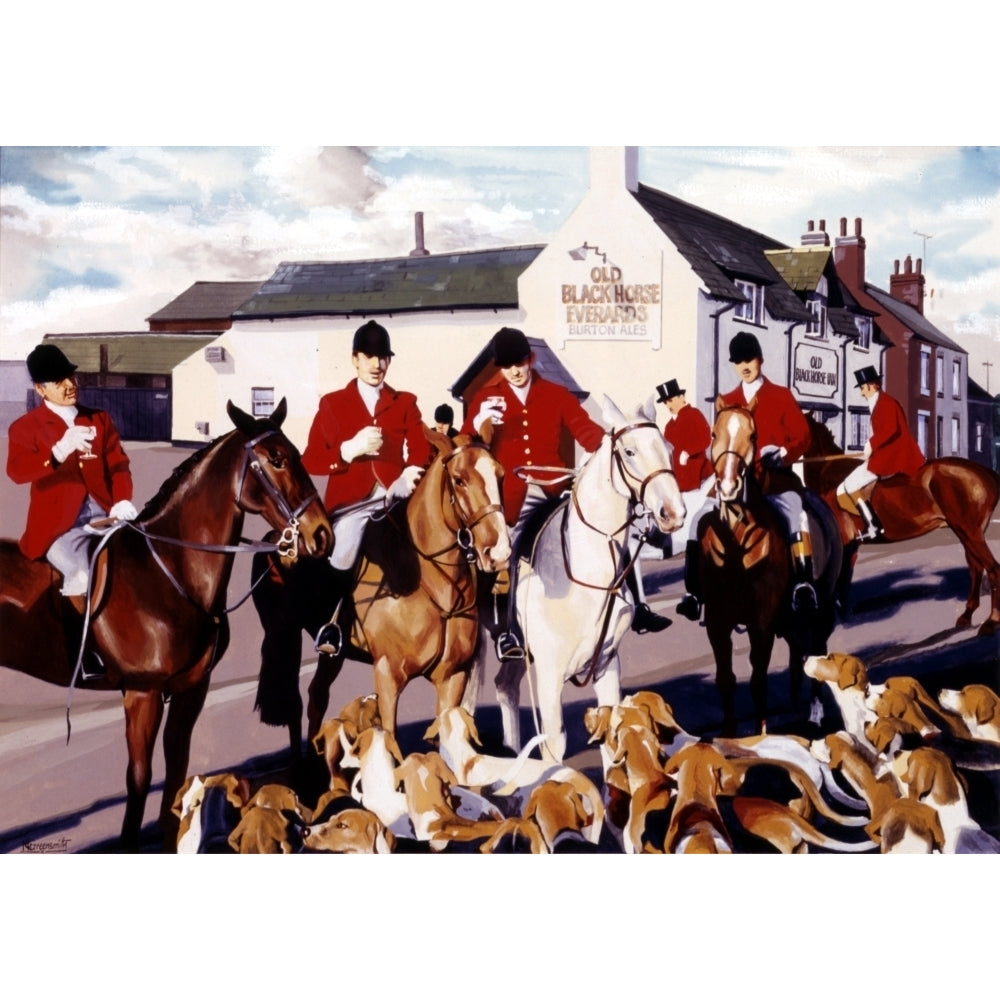 Fox Hunters Toast A Day On The Hunt At Their Local Print By Malcolm Greensmith ?? Adrian Bradburymary Evans Image 2