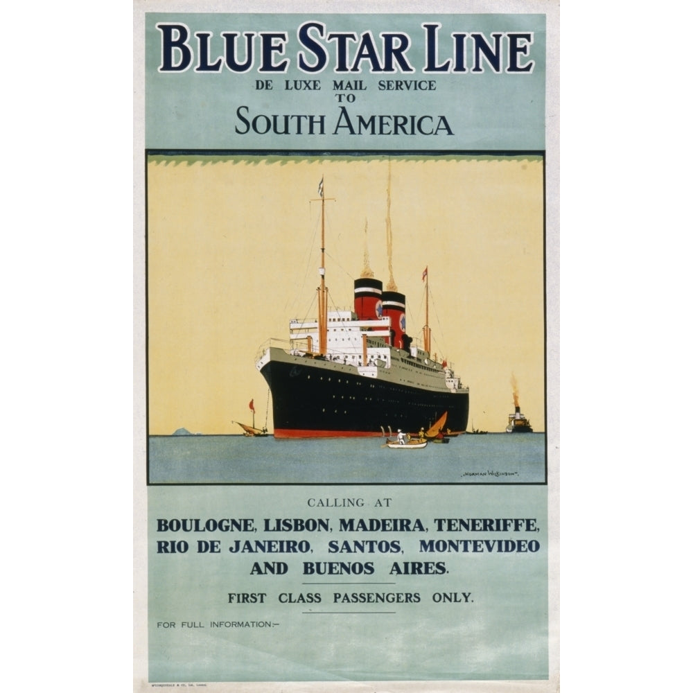 Blue Star Line Poster To South America Poster Print By Mary Evans Picture Libraryonslow Auctions Limited Image 1