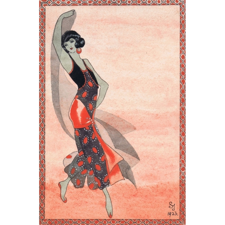 Art Deco Illustration For Oriental Dancer 1920S Poster Print By Mary Evans Jazz Age Club Collection Image 1