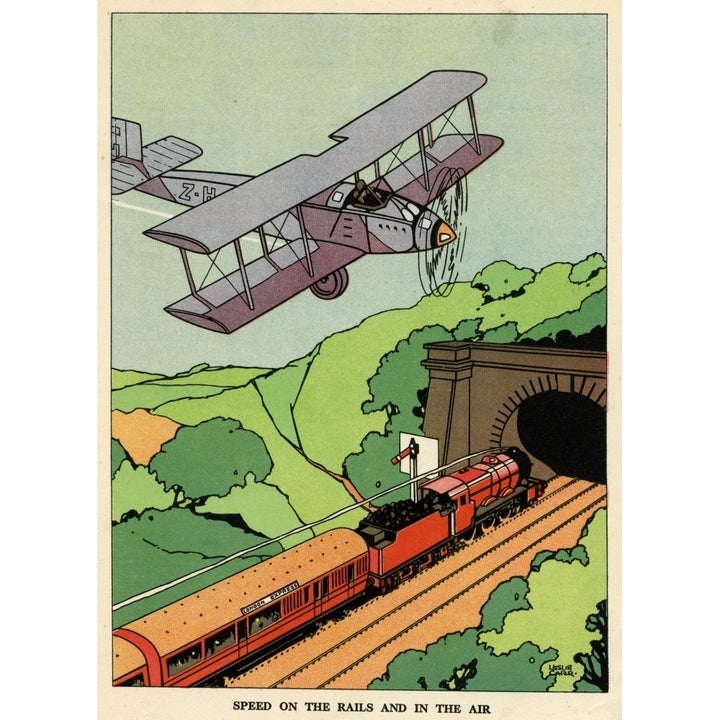 A Biplane And A Steam Train Poster Print By Mary Evans Picture Library Image 1