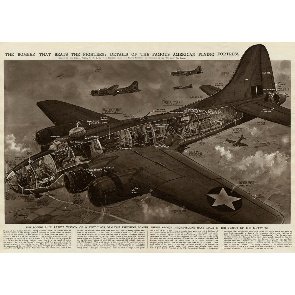 American Flying Fortress Bomber By G. H. Davis Poster Print By ?? Illustrated London News Ltdmary Evans Image 1