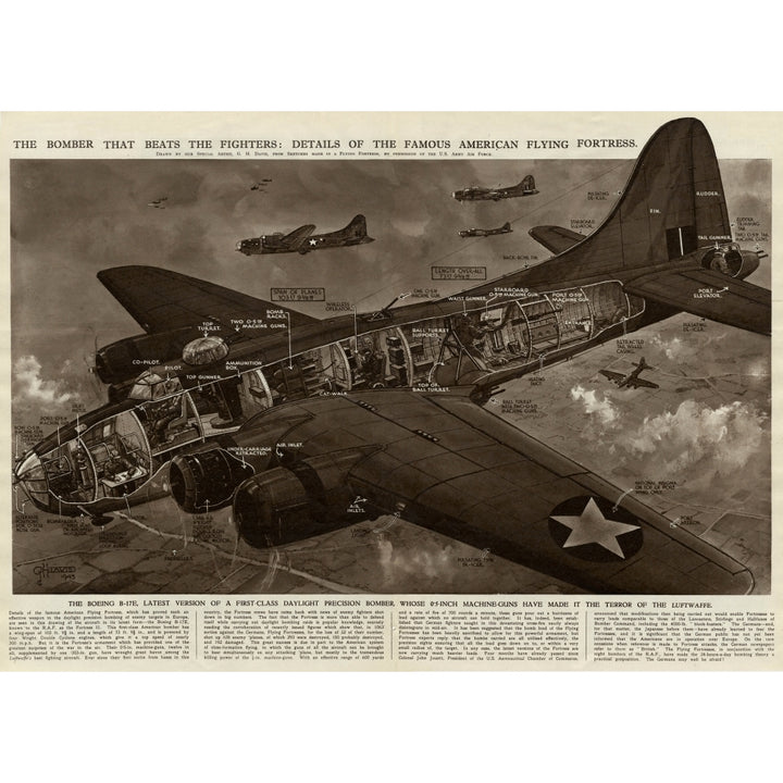 American Flying Fortress Bomber By G. H. Davis Poster Print By ?? Illustrated London News Ltdmary Evans Image 2