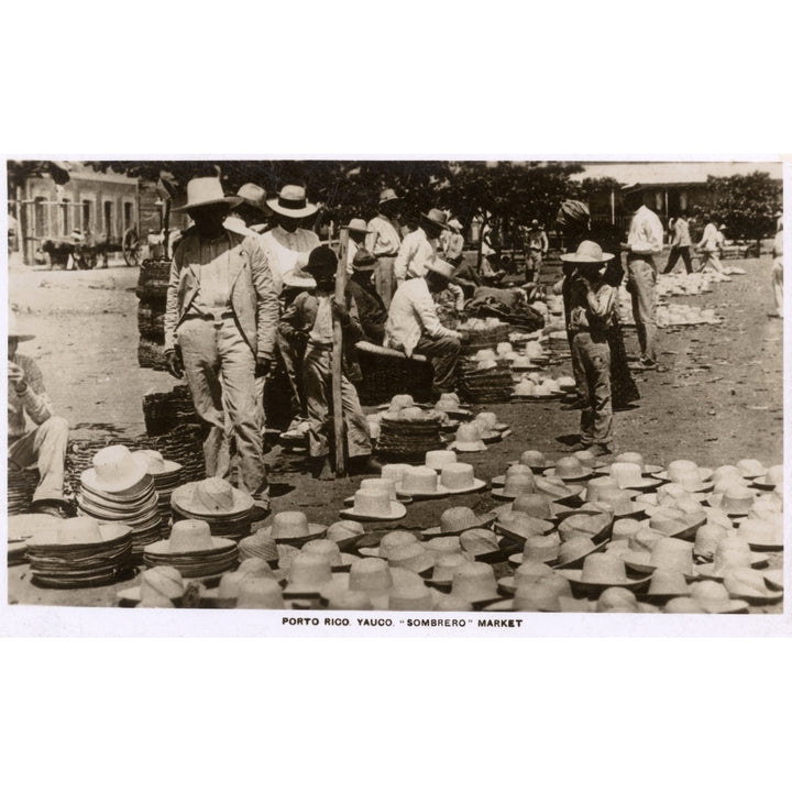 Puerto Rico - Sombrero Hat Market Poster Print By Mary Evans Grenville Collins Postcard Collection Image 1