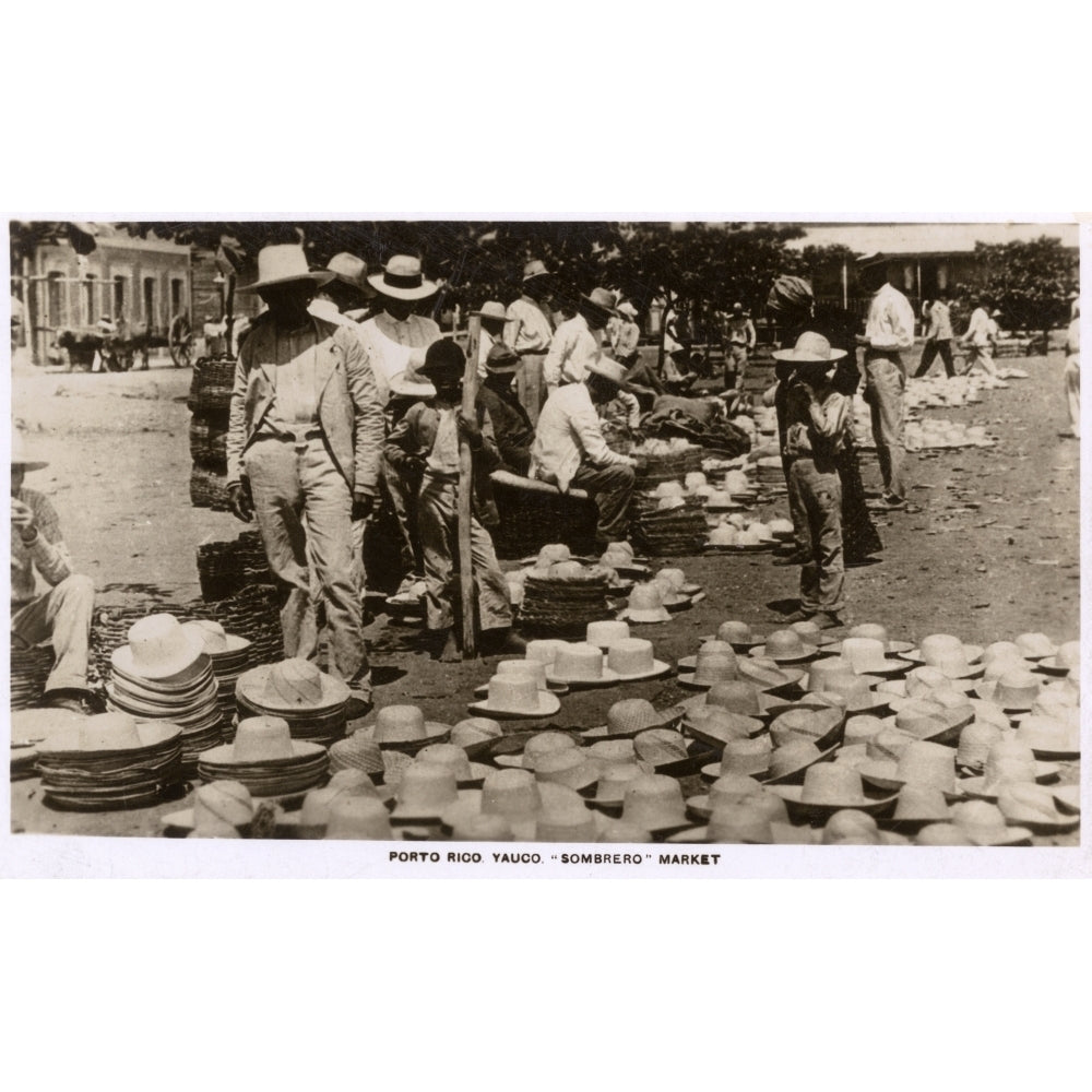 Puerto Rico - Sombrero Hat Market Poster Print By Mary Evans Grenville Collins Postcard Collection Image 2