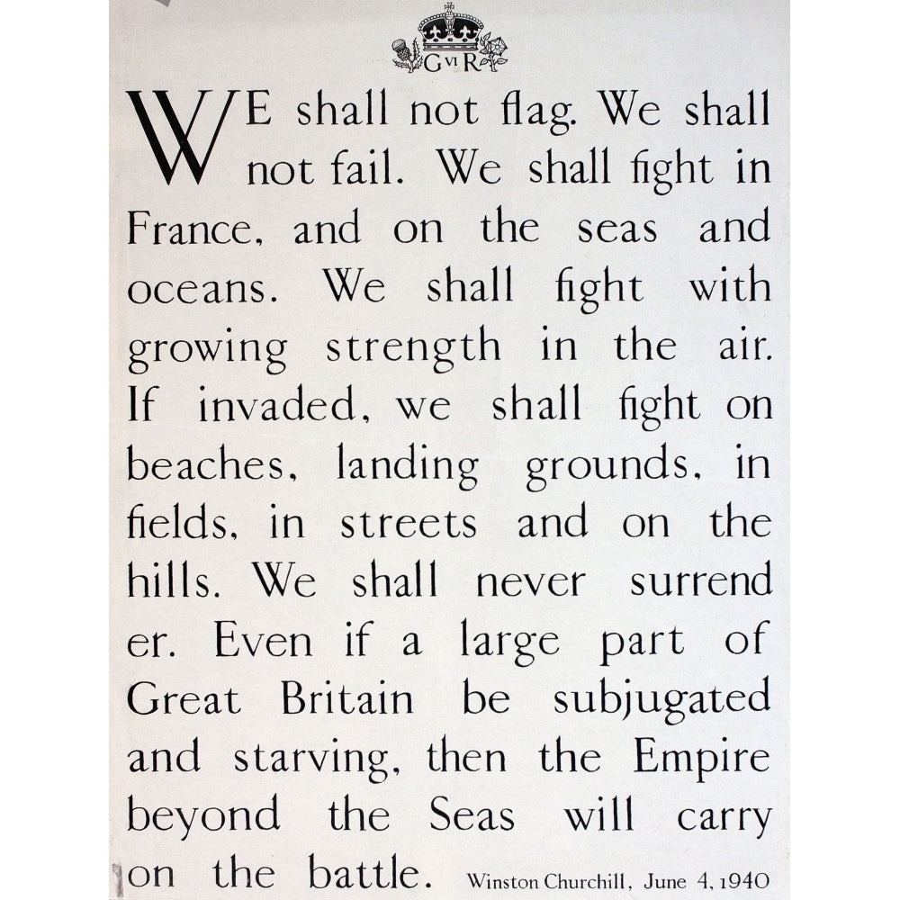 Ww2 Poster We Shall Not Flag Winston Churchill Speech Print By Mary Evans Picture Libraryonslow Auctions Limited Image 1