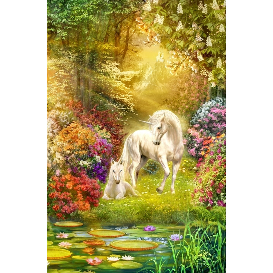 Enchanted garden unicorns Poster Print by Jan Patrick Image 1