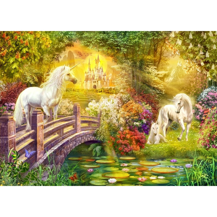 Enchanted garden unicorns Poster Print by Jan Patrick Image 1