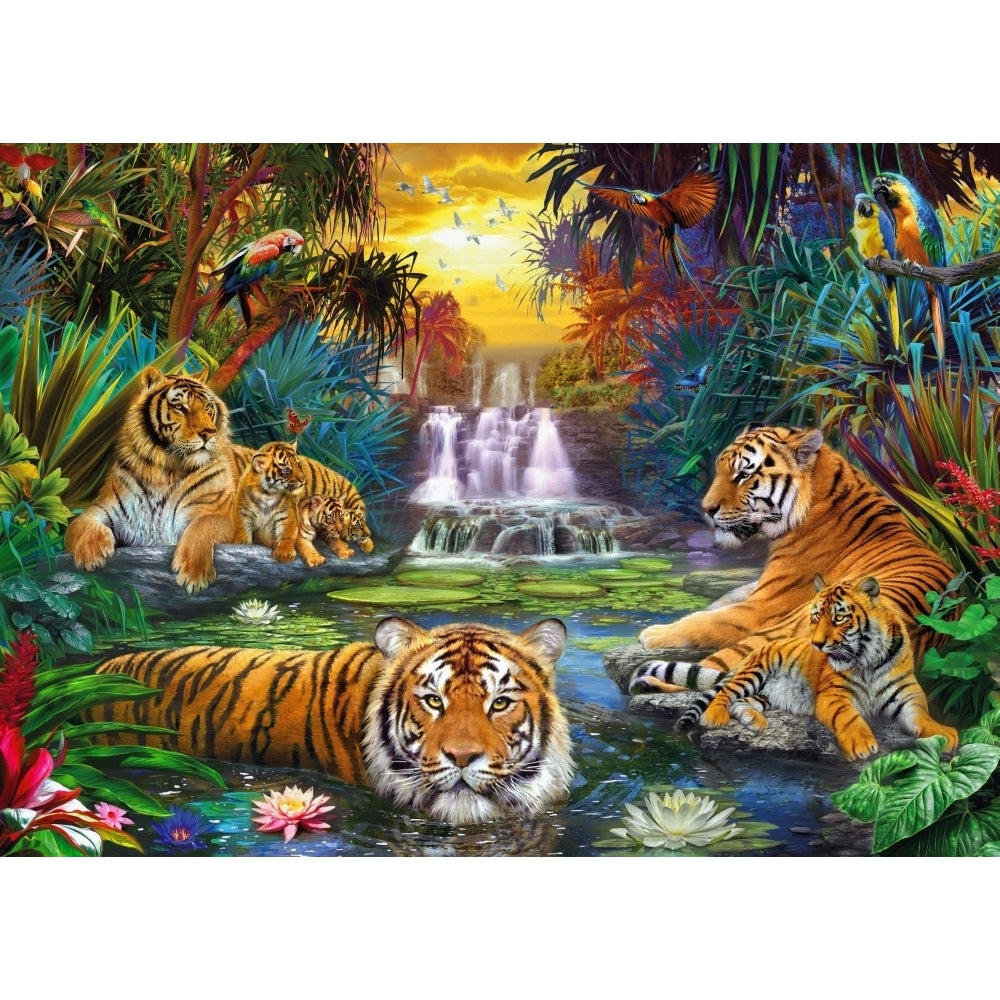 Family at the Jungle Pool Poster Print by Jan Patrick Image 1