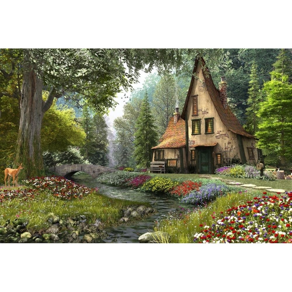 Toadstool Cottage - Full Deer Poster Print by Dominic Davidson Image 1