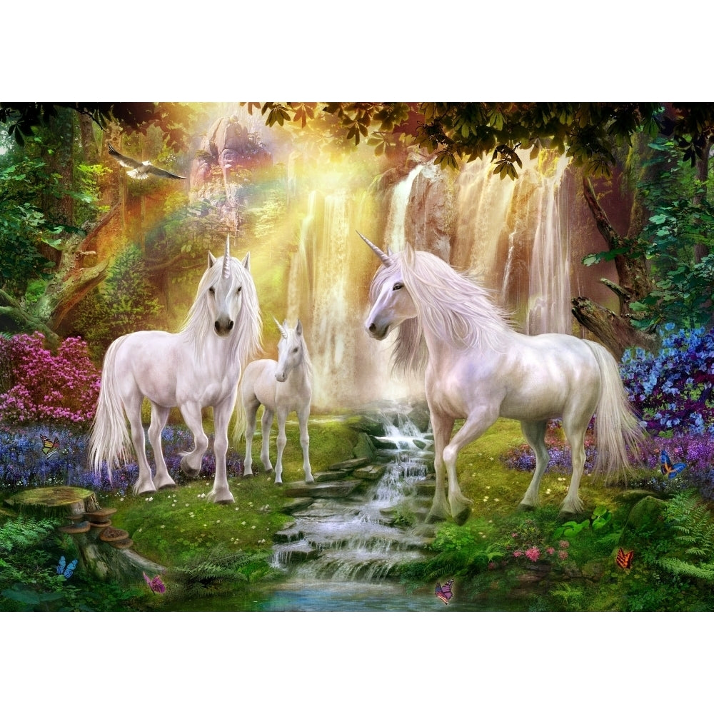 Waterfall Glade Unicorns Poster Print by Jan Patrick Image 1