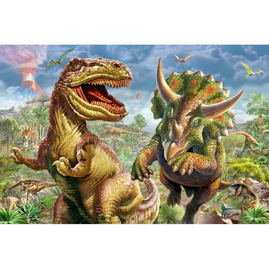 T-Rex and Triceratops Poster Print by Adrian Chesterman Image 1