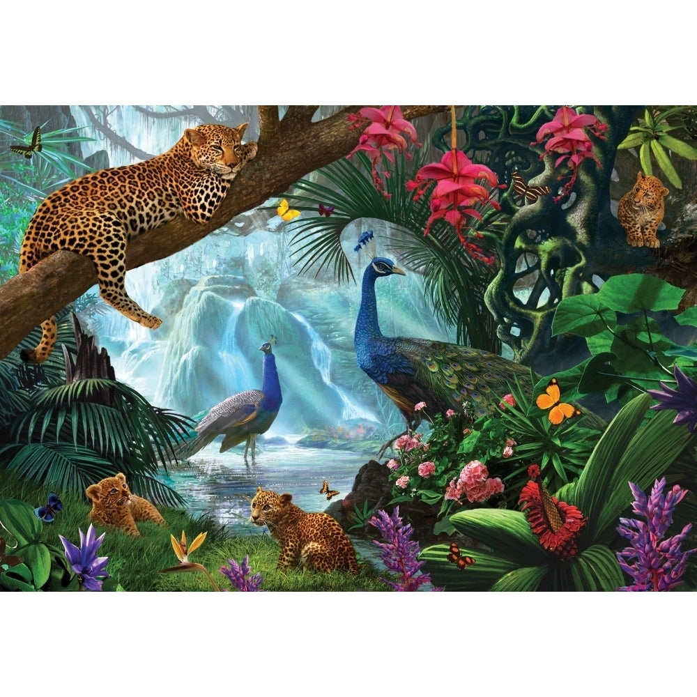 Peacock and Leopards Poster Print by Steve Crisp Image 2