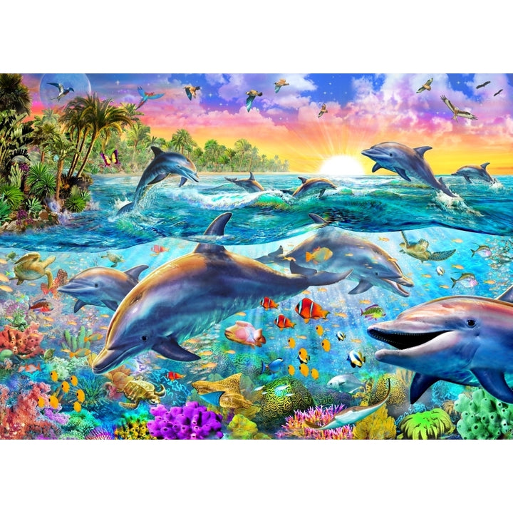 Tropical Dolphins Poster Print by Adrian Chesterman Image 1