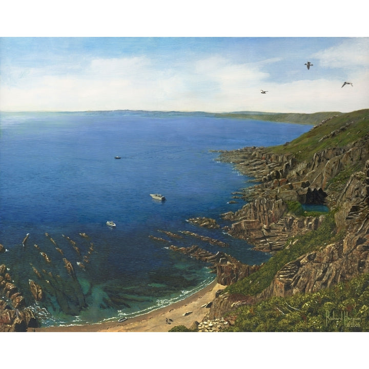 August Afternoon - Whitsand Bay from Rame Head Cornwall Poster Print by Richard Harpum Image 1