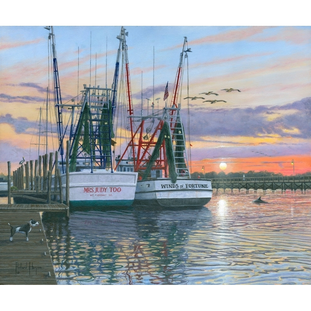 Shem Creek Shrimpers Charleston Poster Print by Richard Harpum Image 1