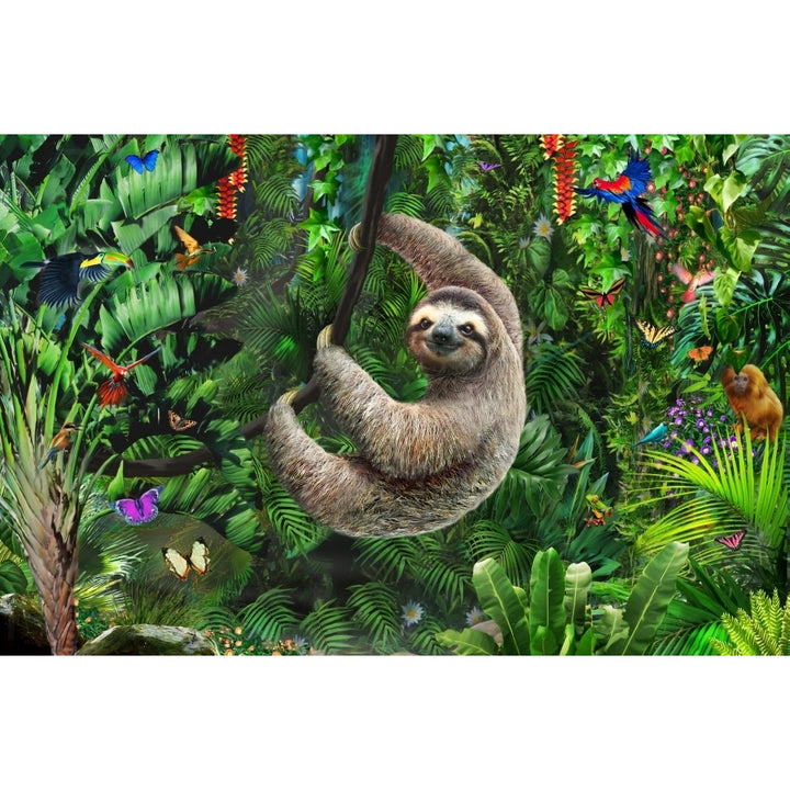 Sloth in Jungle Poster Print by Adrian Chesterman Image 1